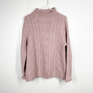 Aran Crafts Mauve Cable Knit Turtleneck Sweater